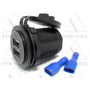 USB töltő, 2x 5V/2.1A, beépíthető, d:29,2mm USB töltő, 2x 5V/2.1A, beépíthető, d:29,2mm-1