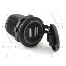 USB töltő, 2x 5V/2.1A, beépíthető, d:29,2mm USB töltő, 2x 5V/2.1A, beépíthető, d:29,2mm-5
